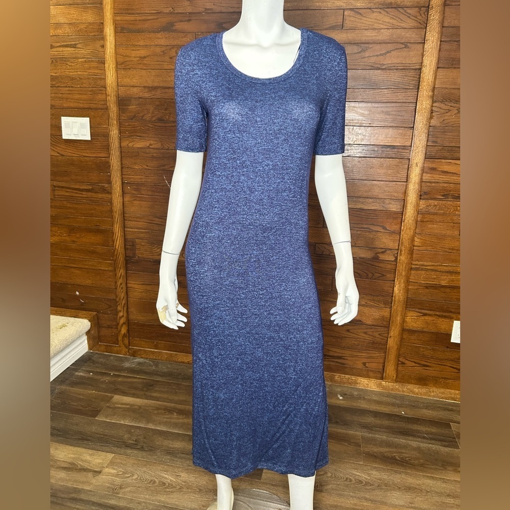 Fleur Bleue. Blue blend T-shirt dress stretch XS new with tags slits on sides.